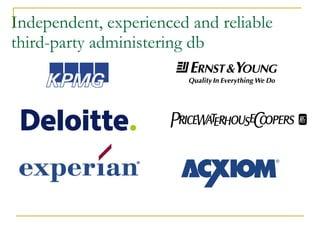 Independent, experienced and reliable third-party administering db 
