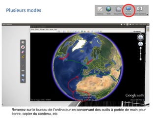 Plusieurs modes
Revenez sur le bureau de l'ordinateur en conservant des outils à portée de main pour
écrire, copier du contenu, etc
 