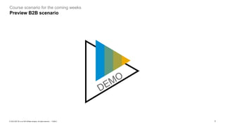 7
PUBLIC
© 2023 SAP SE or an SAP affiliate company. All rights reserved. ǀ
Course scenario for the coming weeks
Preview B2B scenario
 