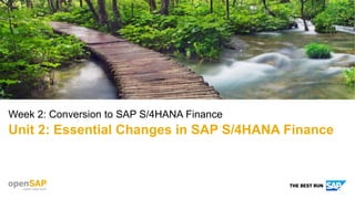Week 2: Conversion to SAP S/4HANA Finance
Unit 2: Essential Changes in SAP S/4HANA Finance
 
