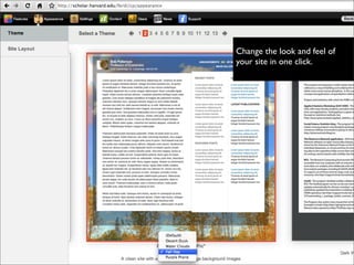 Change the look and feel of
your site in one click.
 