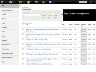 Easy content management.
 