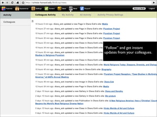 “Follow” and get instant
updates from your colleagues.
 