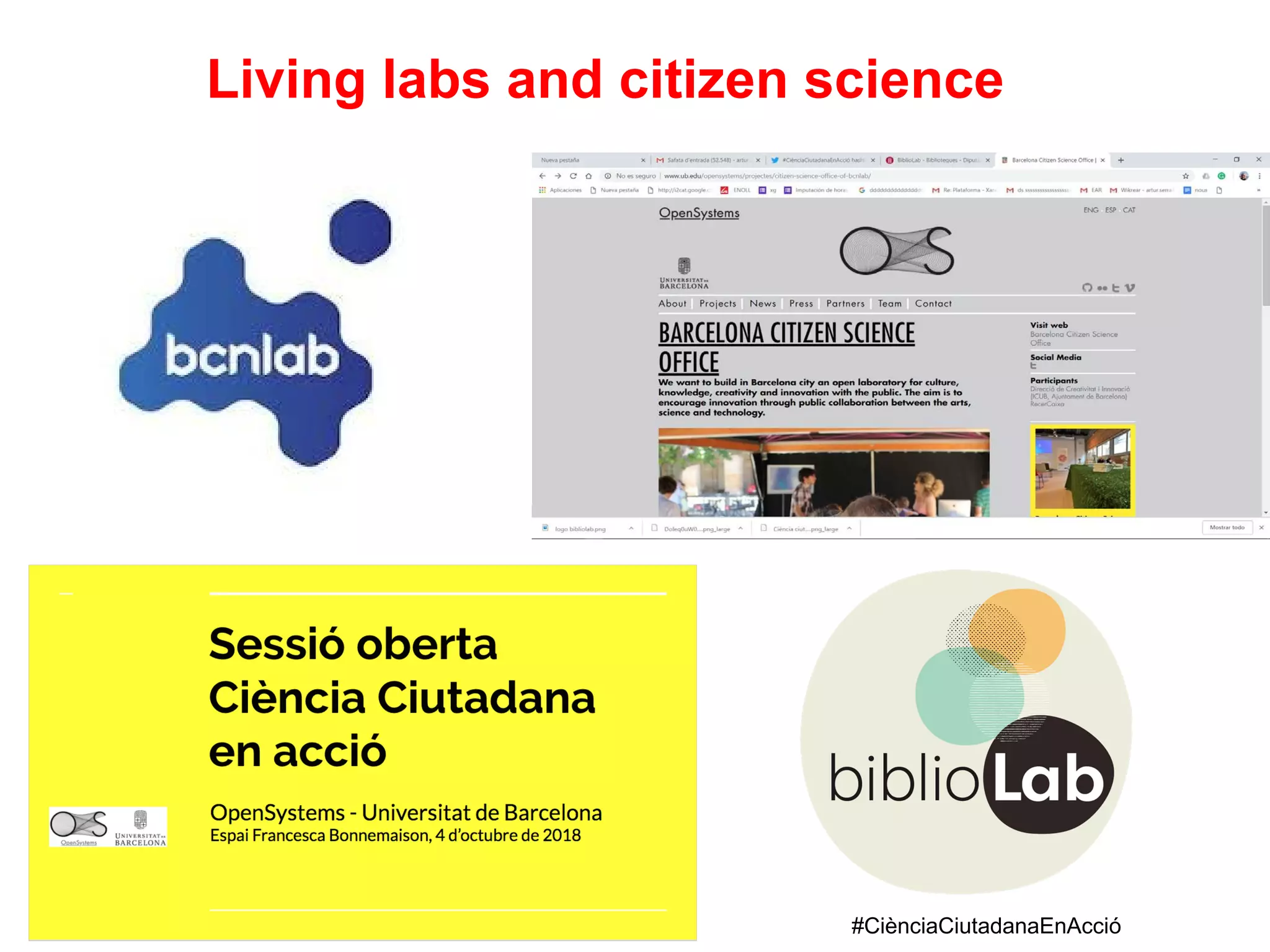 Living labs and citizen science
#CiènciaCiutadanaEnAcció
 