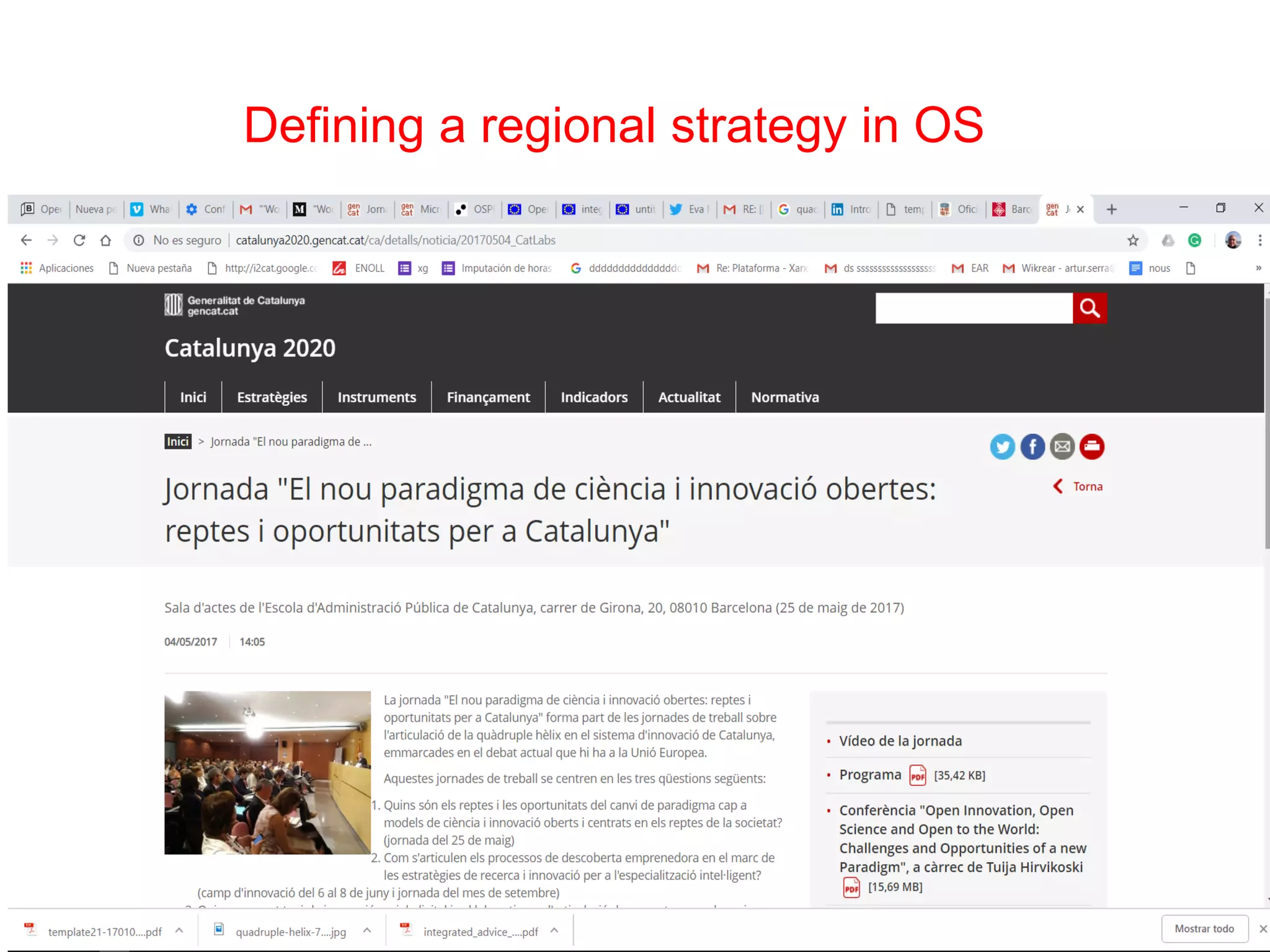 Defining a regional strategy in OS
 