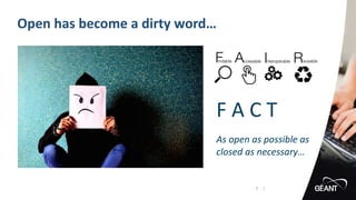 Open has become a dirty word…
3 |
F A C T
As open as possible as
closed as necessary…
 
