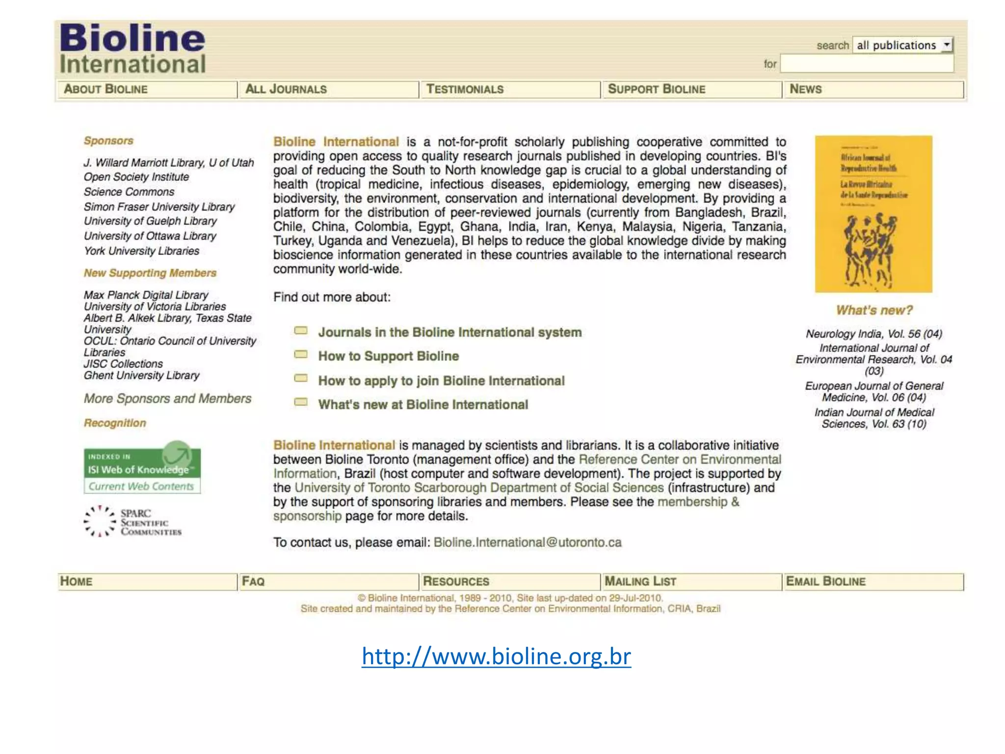 Personal Context 
http://www.bioline.org.br 
 