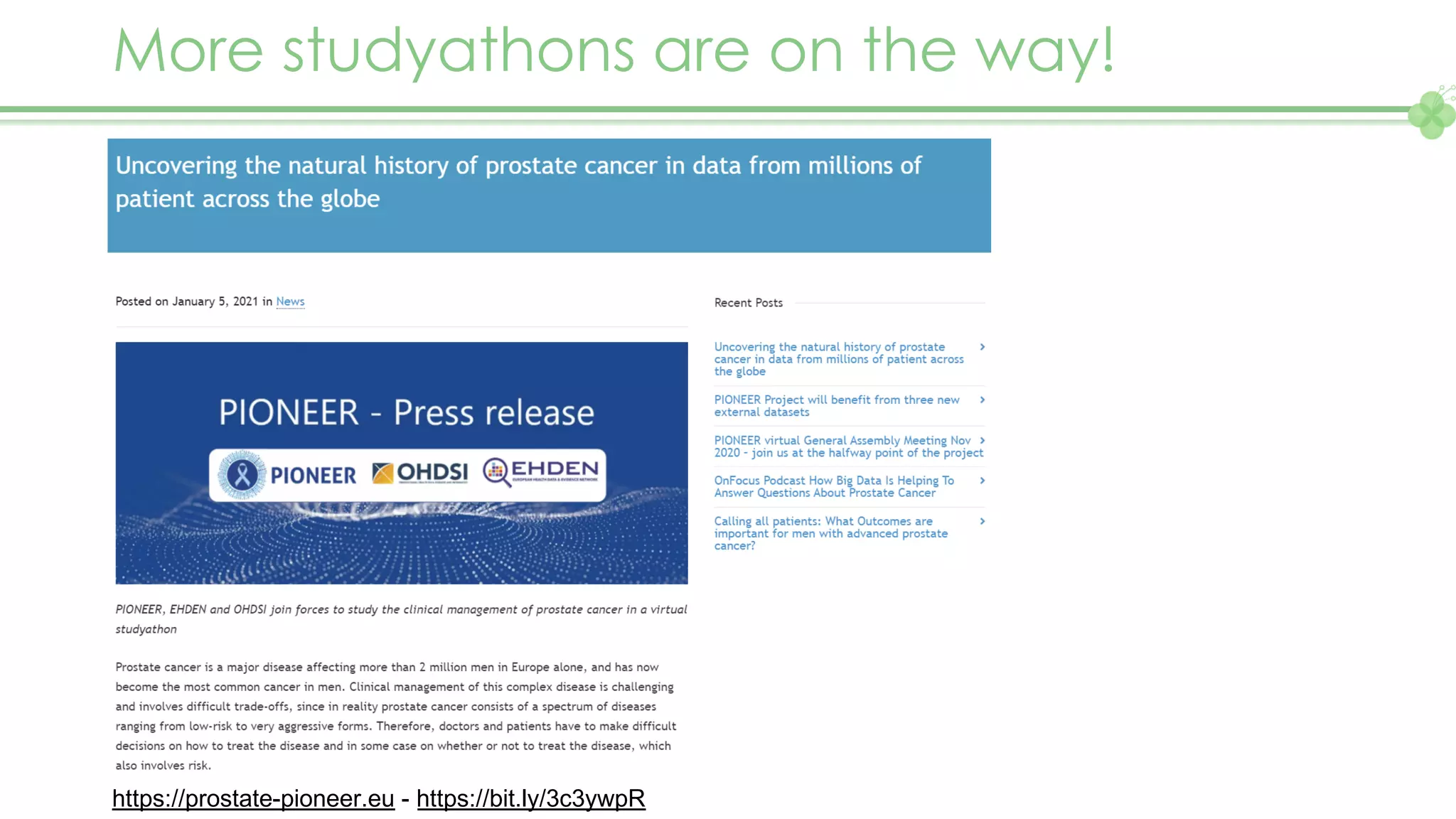 More studyathons are on the way!
https://prostate-pioneer.eu - https://bit.ly/3c3ywpR
 