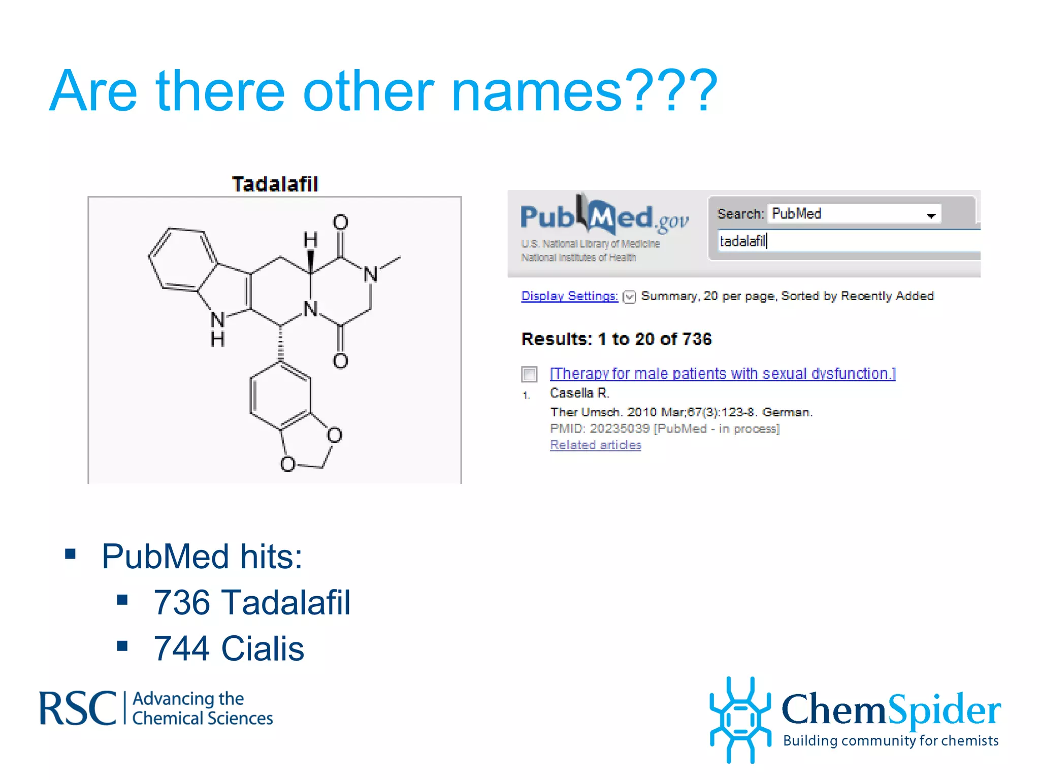 Are there other names??? PubMed hits: 736 Tadalafil 744 Cialis 