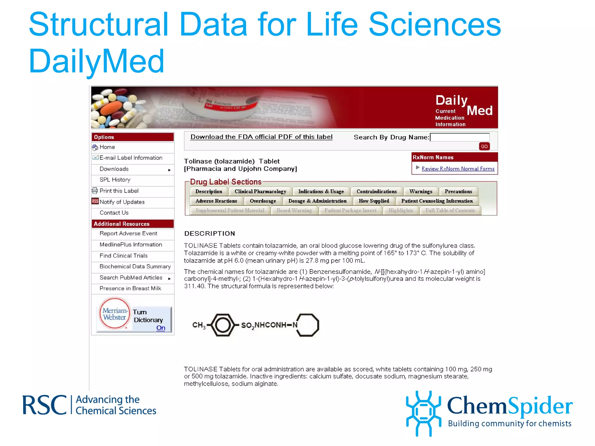 Structural Data for Life Sciences DailyMed 