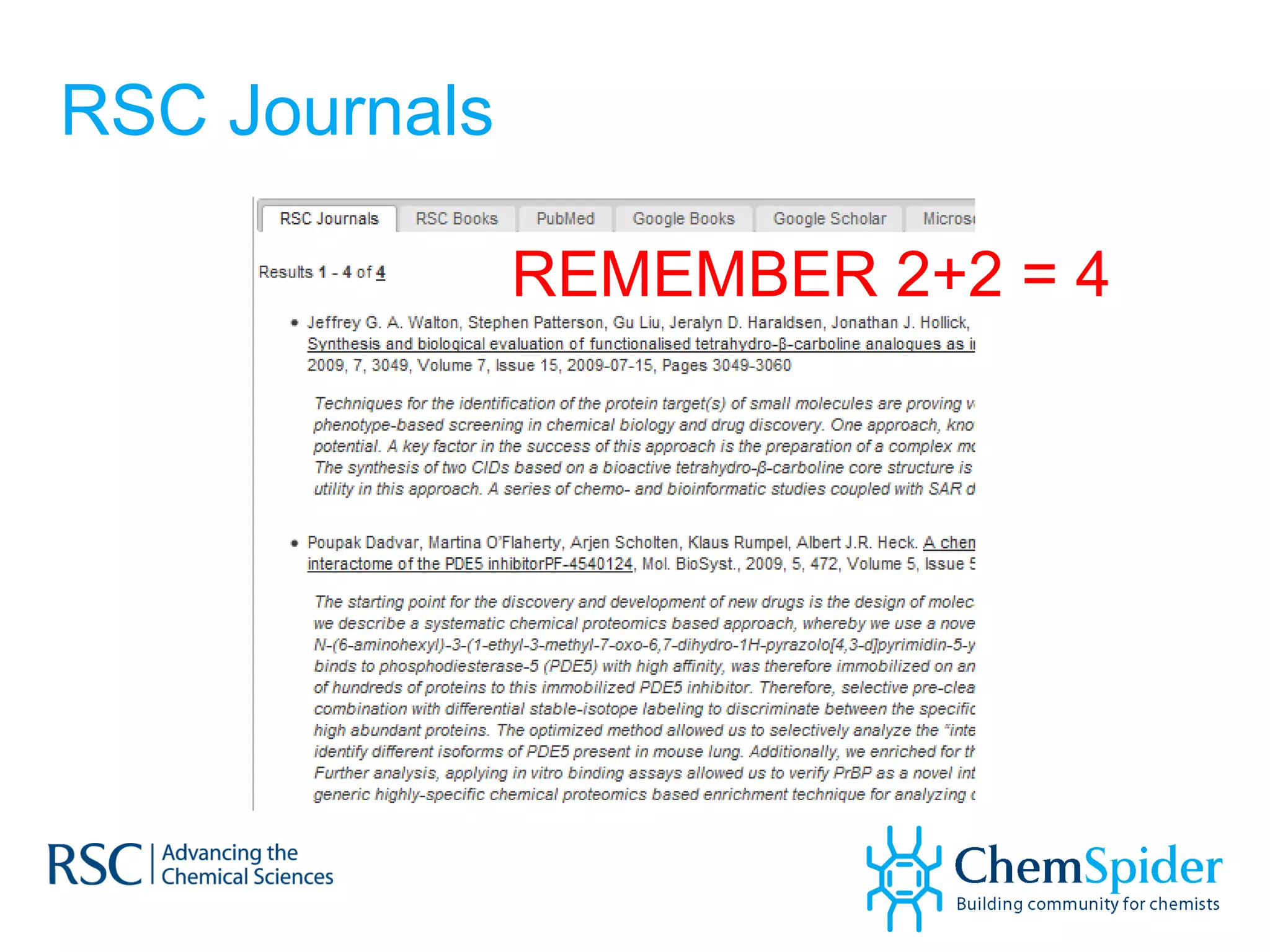 RSC Journals  REMEMBER 2+2 = 4 