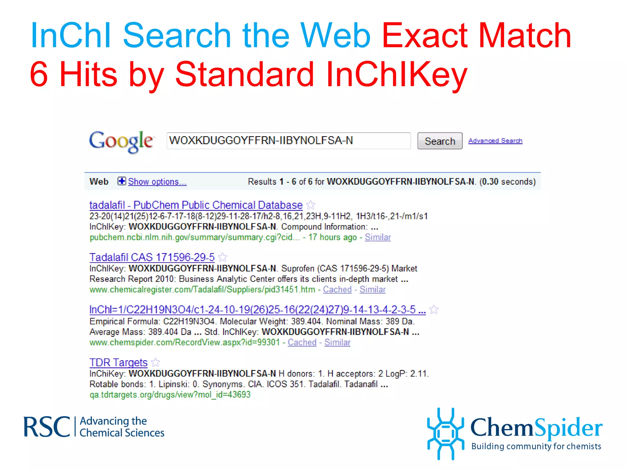 InChI Search the Web  Exact Match 6 Hits by Standard InChIKey 