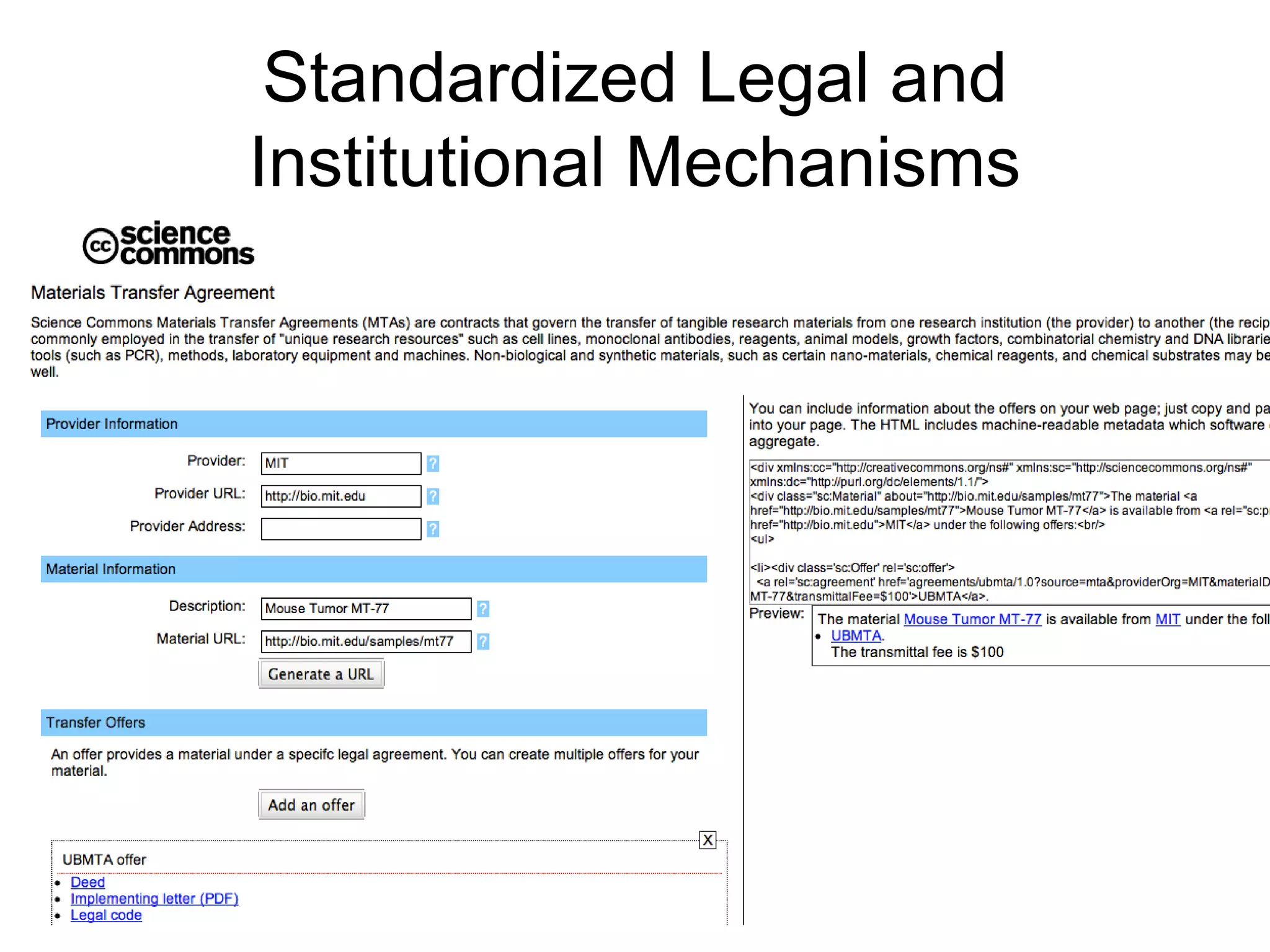Standardized Legal and
Institutional Mechanisms
 