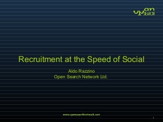 Recruitment at the Speed of Social
Aldo Razzino
Open Search Network Ltd.
1
 