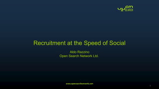 Recruitment at the Speed of Social
Aldo Razzino
Open Search Network Ltd.
1
 