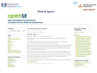 Tools & spaces
Forges, Modularity and Learning Projects – self organized learning projects and spaces
   (I)
 