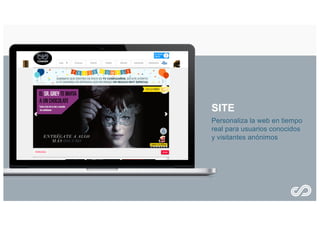 SITE
Personaliza la web en tiempo
real para usuarios conocidos
y visitantes anónimos
 