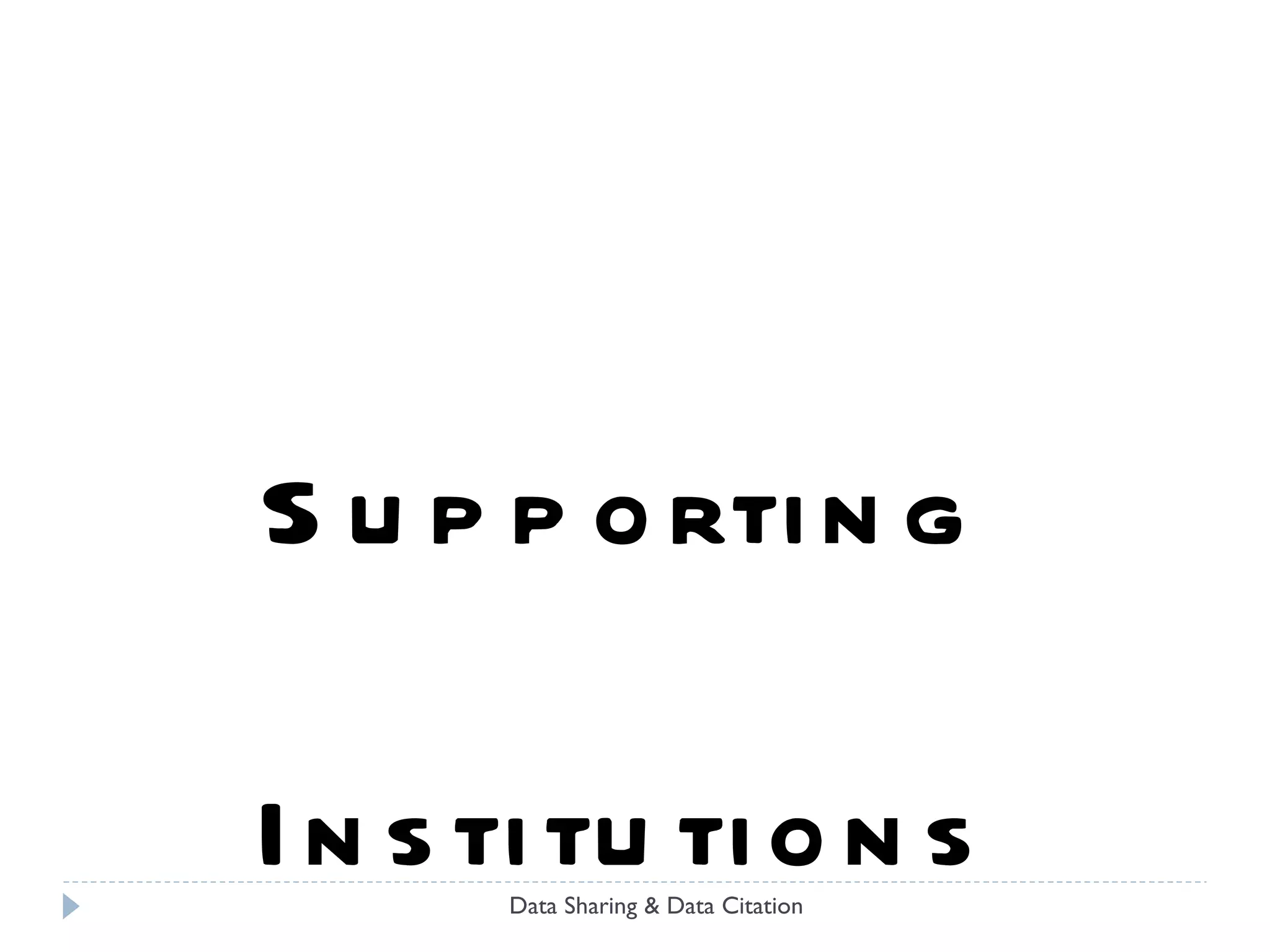 Institutional Data Access Strategies* “ Ignore it, maybe someone else will take care of it”  (internet archive, …) “ We’ll always be here” (self-preservation) Let the publishers do It “ We are ever true to [Insert Alma Mater]” (institutional archives) “ Ask us (domain archive) to do it” (ICPSR, MRA, Roper, …) “ Ask someone(s) else do it” (Data-PASS, Meta-Archive, ClockSS) “ Trust No One” (LOCKSS) Data Sharing & Data Citation *All quotes are entirely fictional :-) 