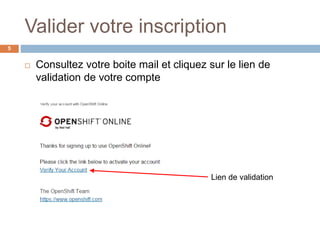 Valider votre inscription
5
 Consultez votre boite mail et cliquez sur le lien de
validation de votre compte
Lien de validation
 