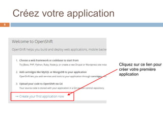 Créez votre application
8
Cliquez sur ce lien pour
créer votre première
application
 
