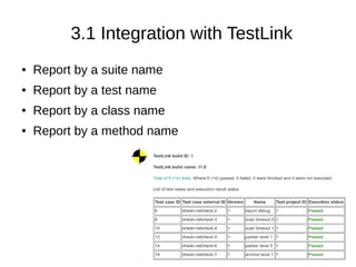 Testlink Coverage Report Example The automated tests inside Openshift | ODP