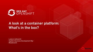 A look at a container platform:
What's in the box?
Ludovic Aelbrecht
AppDev Business Development Mgr
@laelbrecht
 