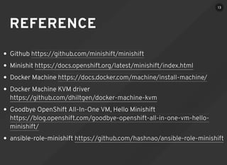 OpenShift Origin Minishift (Beta) Slide 13