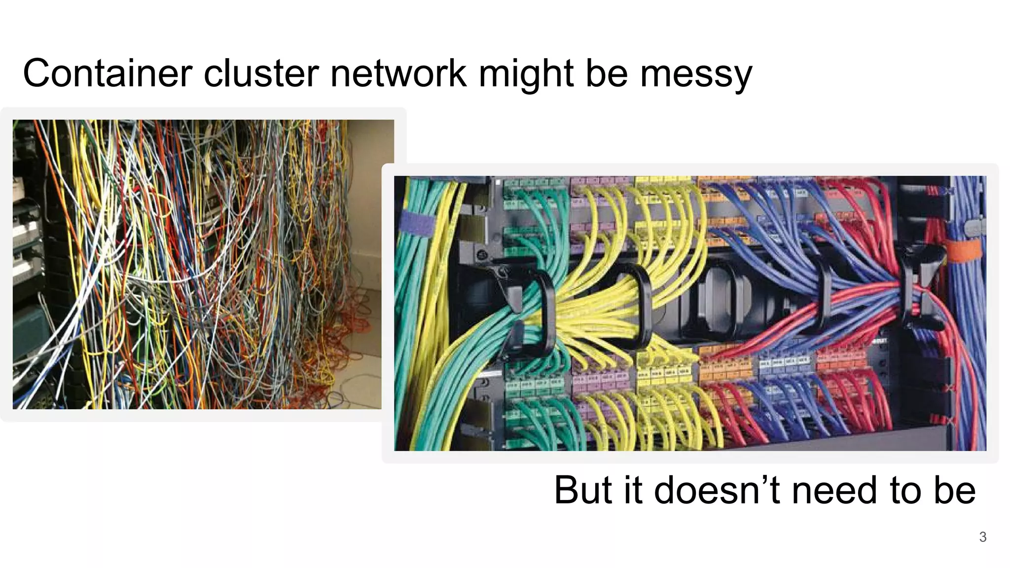 Container cluster network might be messy
3
But it doesn’t need to be
 