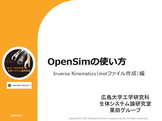 Opensim Inverse Kinematics OpenSim の 使い方 (IK 編) | PPTX