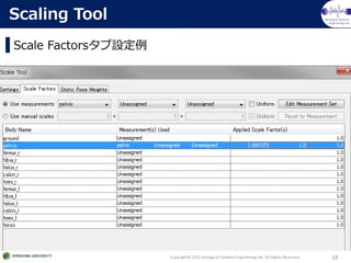 Biological Systems
Engineering lab.
Scale FactorsO
Copyright? 2015 Biological Systems Engineering lab. All Rights Reserved. 18
Scaling Tool
 