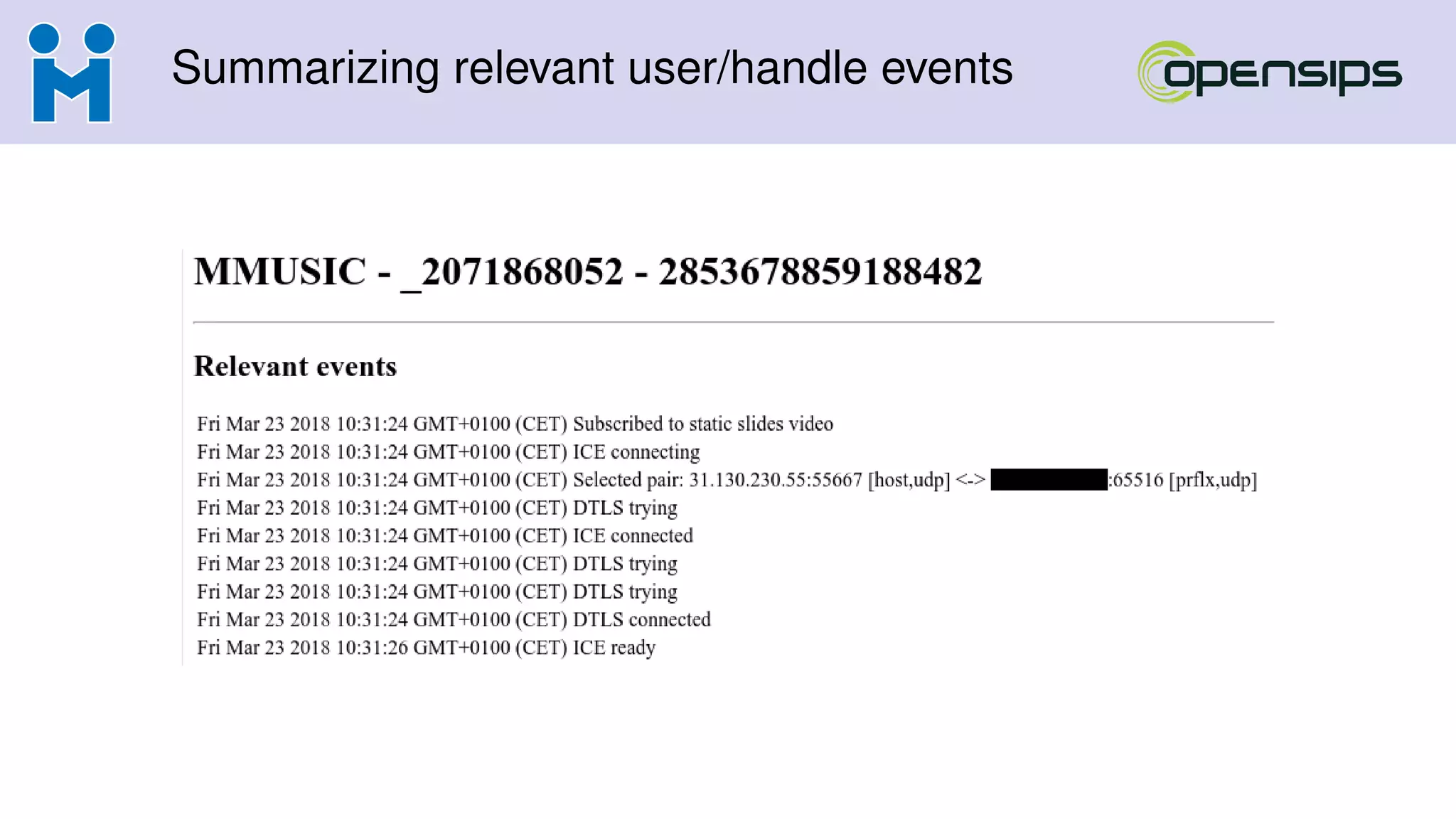 Summarizing relevant user/handle events
 