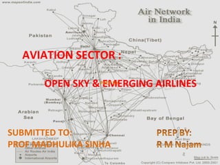 AVIATION SECTOR :
OPEN SKY &PREP BY:
EMERGING AIRLINES

SUBMITTED TO:
PROF MADHULIKA SINHA

 