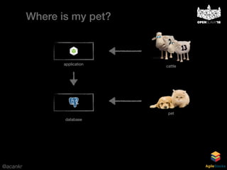 @acankr AgileStacks
Where is my pet?
application
database
pet
cattle
 