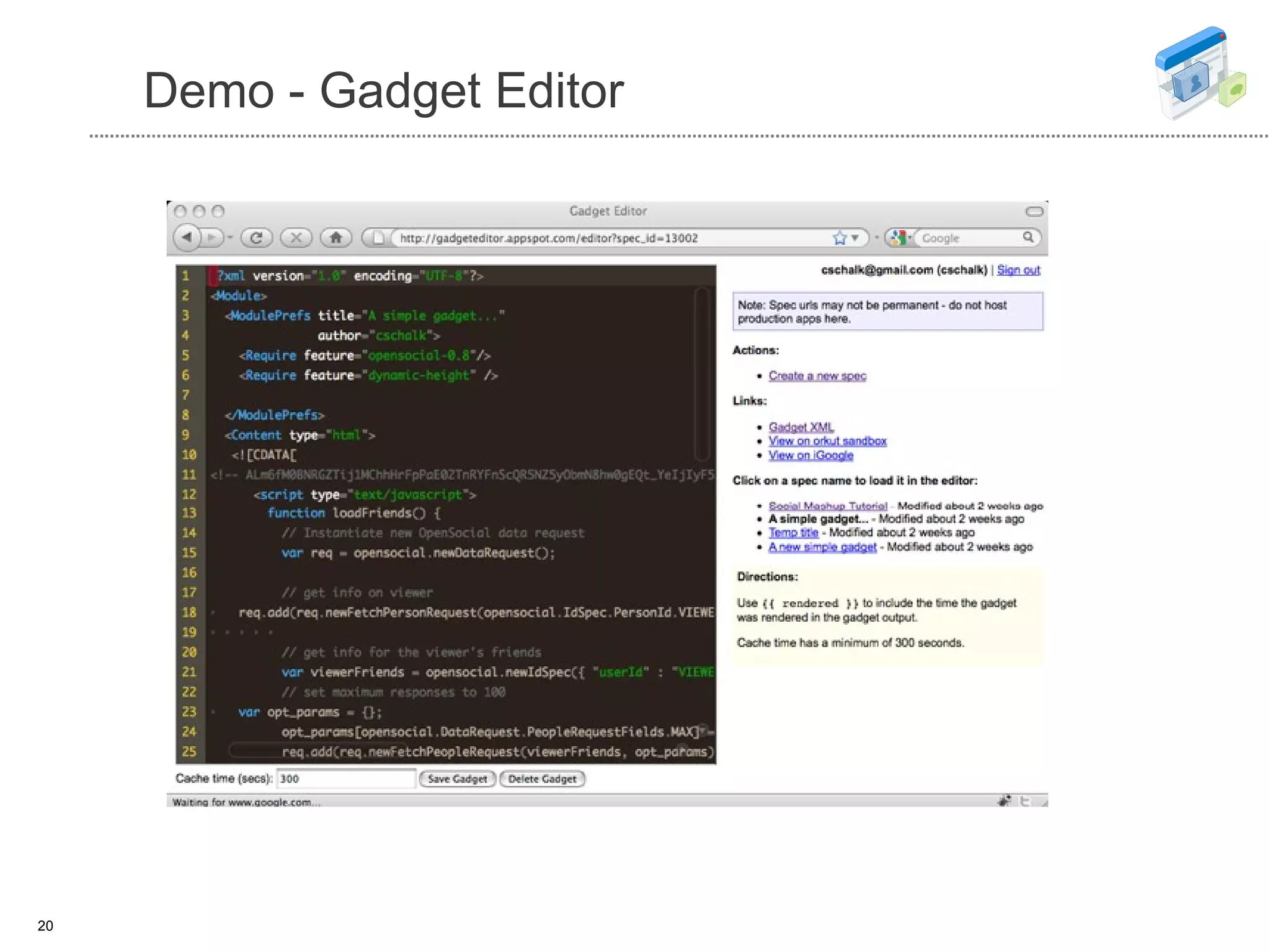 Demo - Gadget Editor 