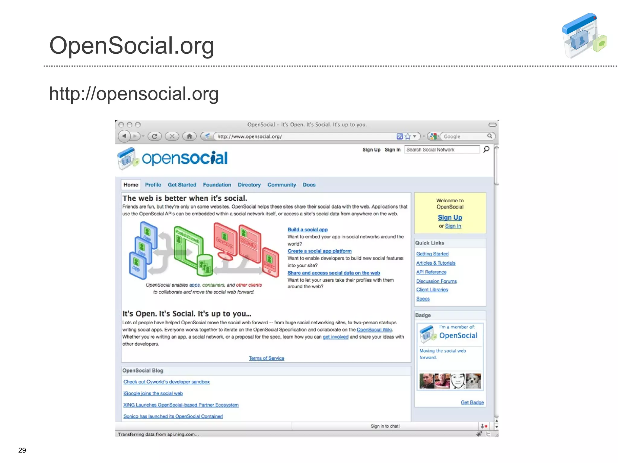 OpenSocial.org http://opensocial.org 