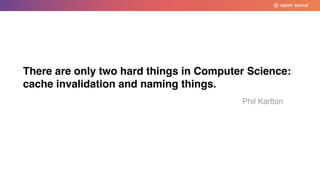 Phil Karlton
There are only two hard things in Computer Science:
cache invalidation and naming things.
 