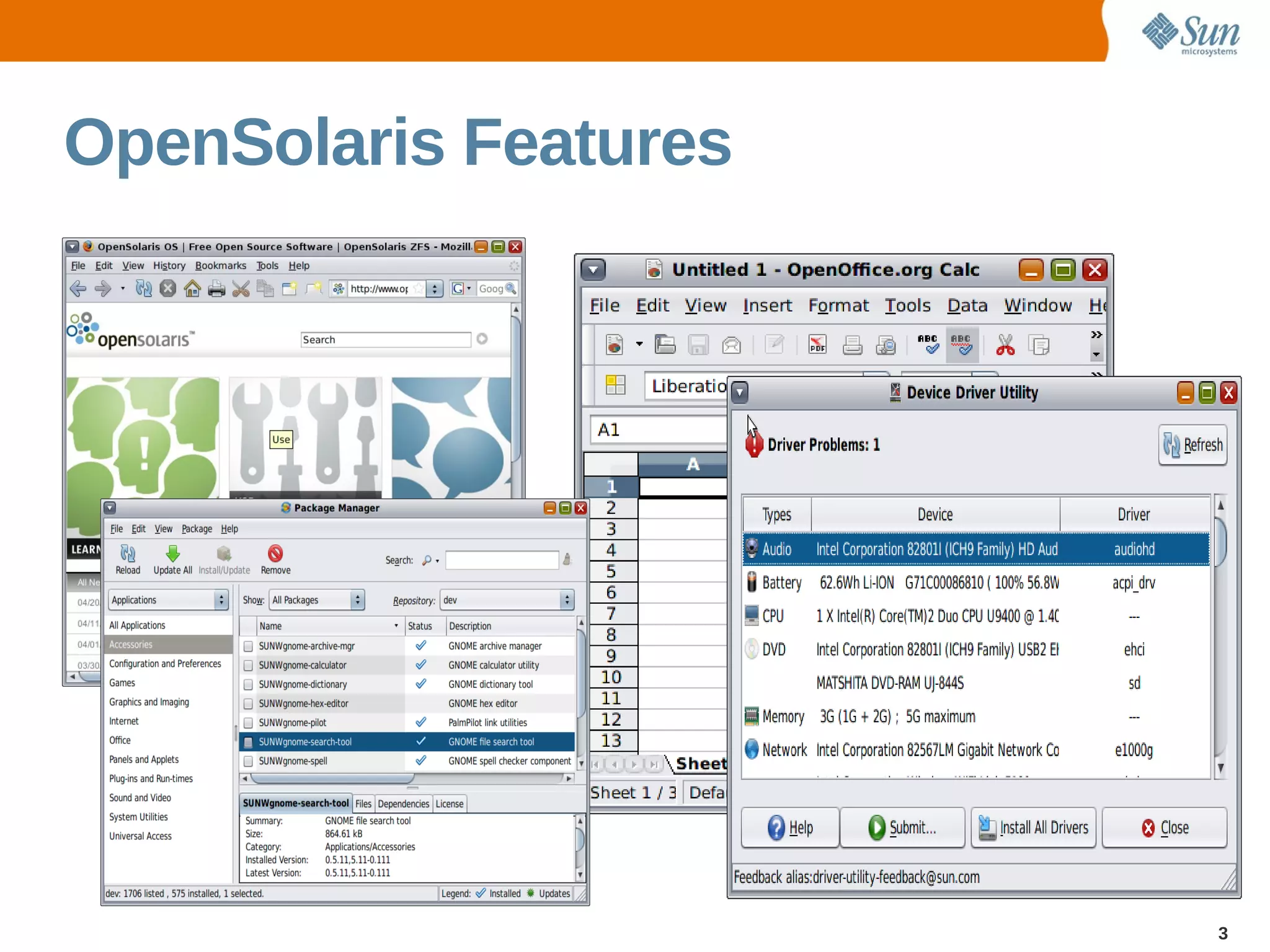 OpenSolaris Features




                       3
 