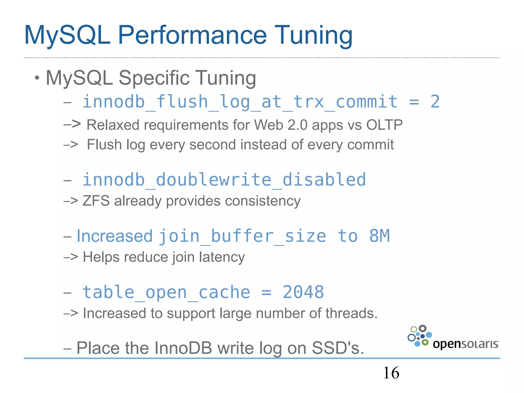 OpenSolaris Web Stack MySQL BOF