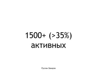1500+ (>35%) активных 