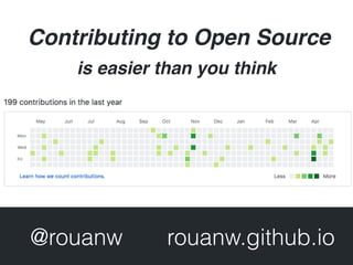 @rouanw rouanw.github.io
Contributing to Open Source
is easier than you think
 