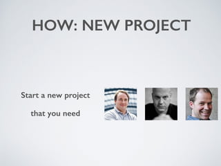 HOW: NEW PROJECT
Start a new project
that you need
 