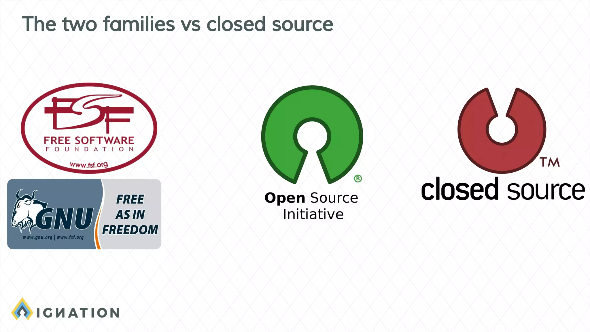 The two families vs closed source
 