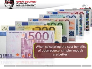 When calculating the cost benefits
 of open source, simpler models
           are better!


     … more than software
 