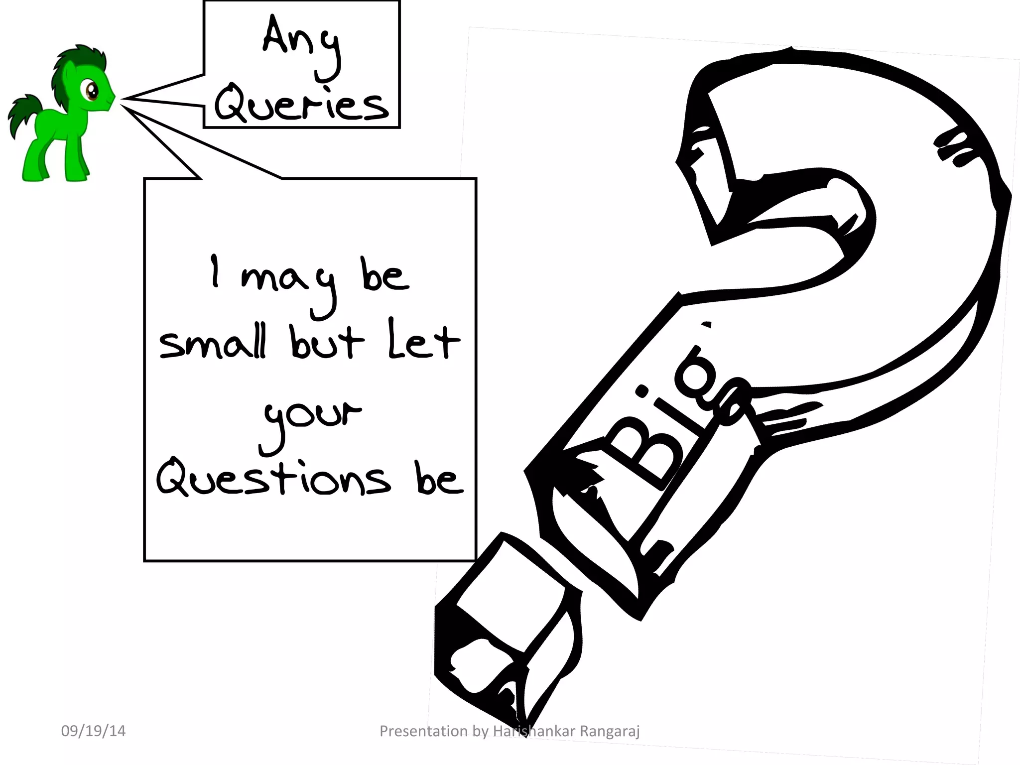 Any 
Queries 
I may be 
small but Let 
your 
Questions be 
Big 
09/19/14 Presentation by Harishankar Rangaraj 
 