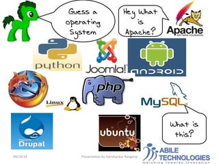 Guess a 
operating 
System 
Hey What 
is 
Apache? 
09/19/14 Presentation by Harishankar Rangaraj 
What is 
this? 
 