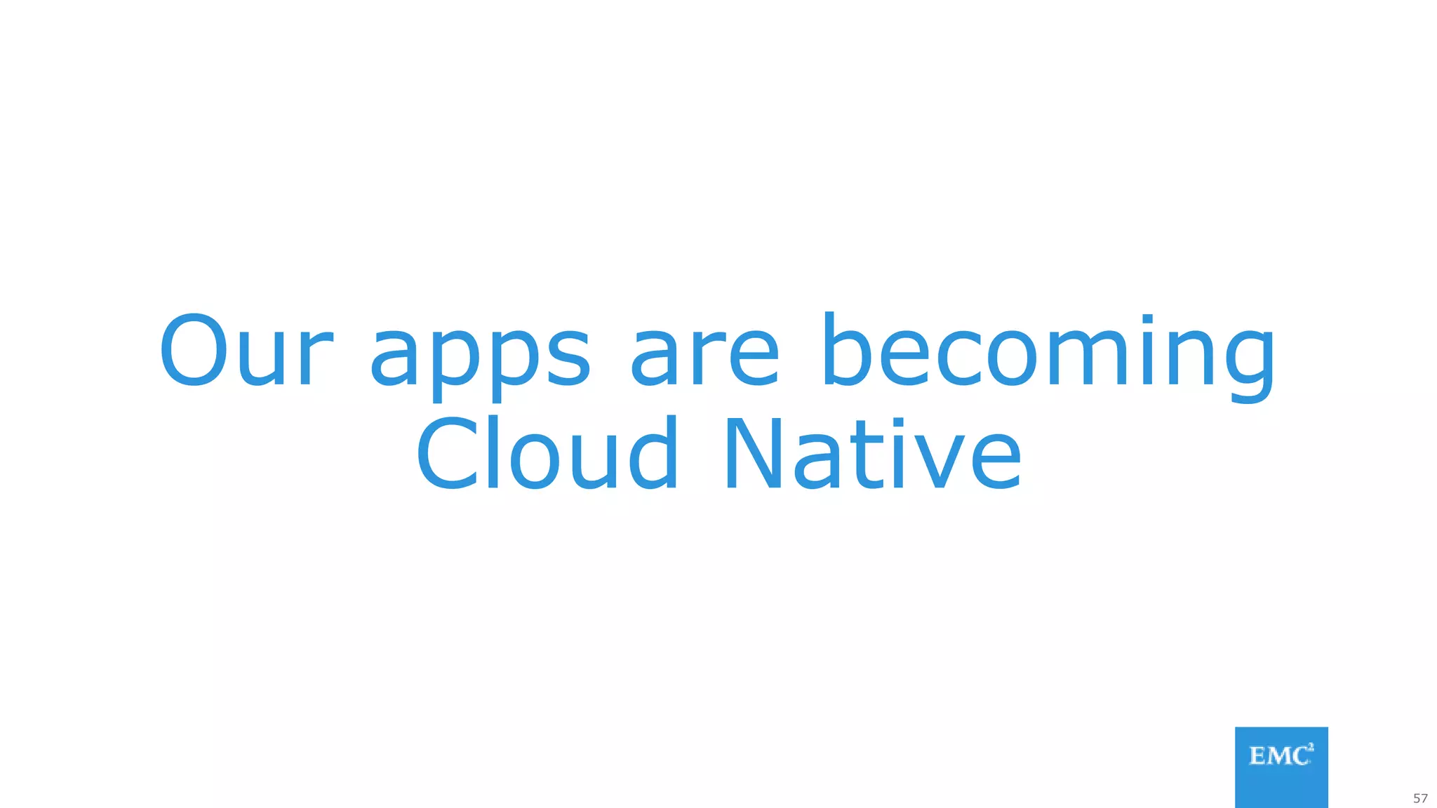 57
Our apps are becoming
Cloud Native
 