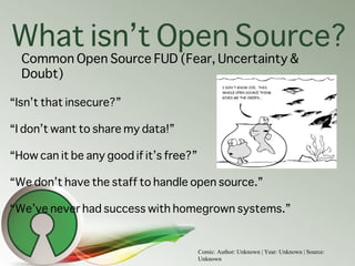 What isn’t Open Source?
  Common Open Source FUD (Fear, Uncertainty &
  Doubt)

“Isn’t that insecure?”

“I don’t want to s...