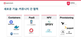 새로운 기술: 커뮤니티 간 협력
Containers PaaS NFV Provisioning
 