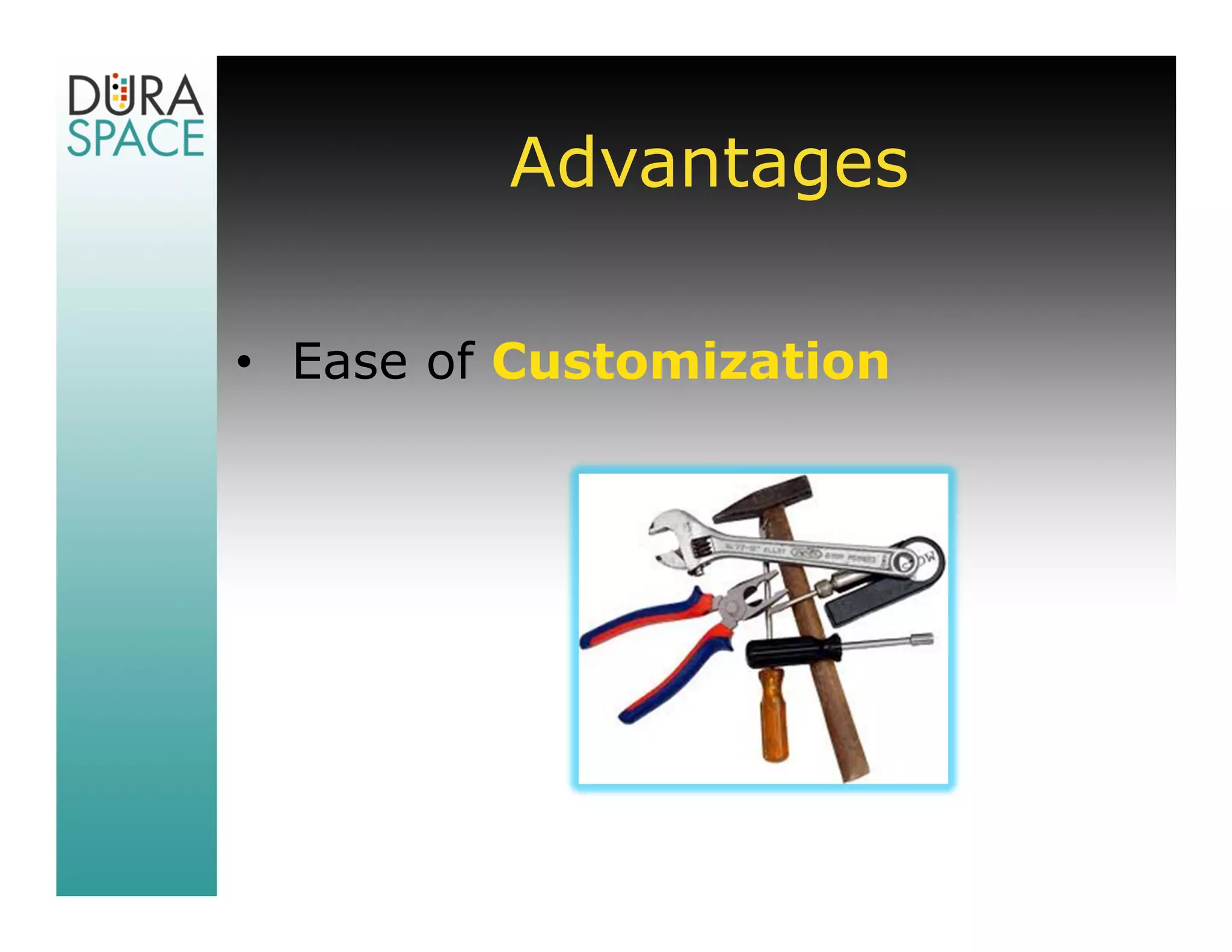 Advantages

• Ease of Customization
 