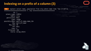 Indexing on a pre x of a column (3)
Copyright @ 2022 Oracle and/or its affiliates.
69
 